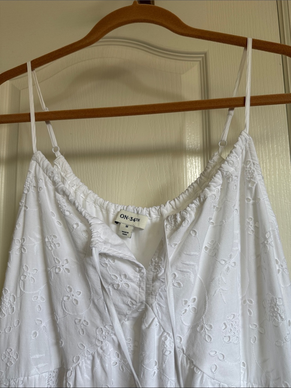 White Eyelet Maxi Sundress with Spaghetti Straps - Picture 5 of 10